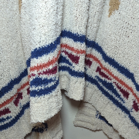 Love Riche Cardigan Cream + Blue + Red Patterned Open Front Soft Women's Size L - Picture 8 of 9